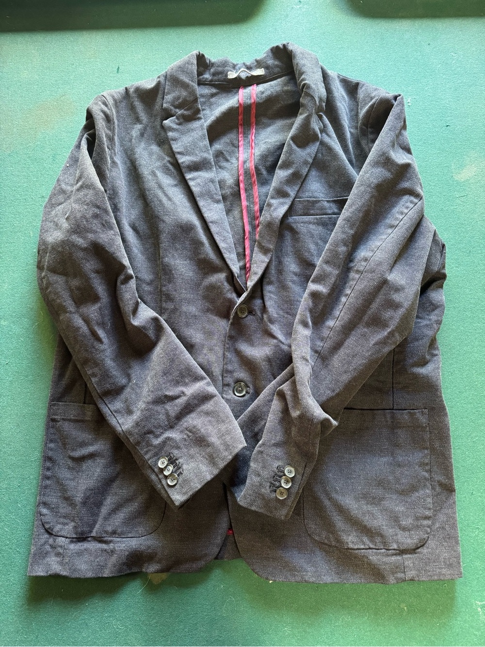 Old Navy Men's Charcoal Gray Lightweight Blazer with Red Trim